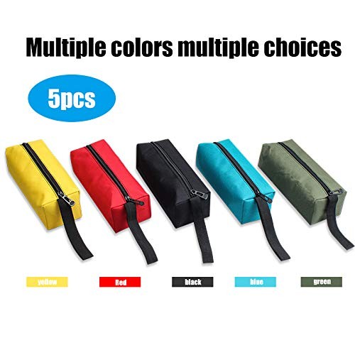 5 Pack Canvas Tool Pouch with Zipper, Multipurpose Utility Tools Bag