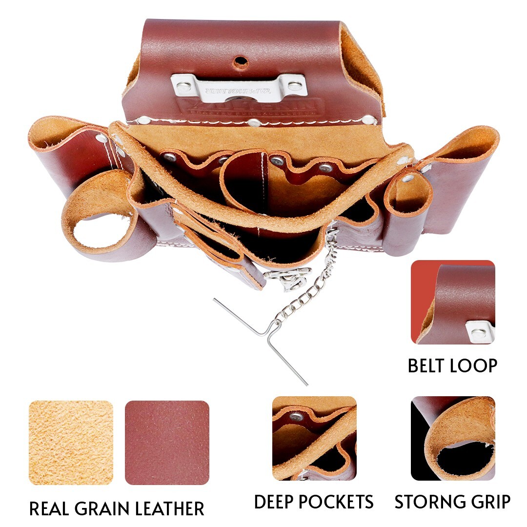 Electrician Pouch, Leather Electrician Tool Belt Pouch, 8 Pockets Pouch for Men