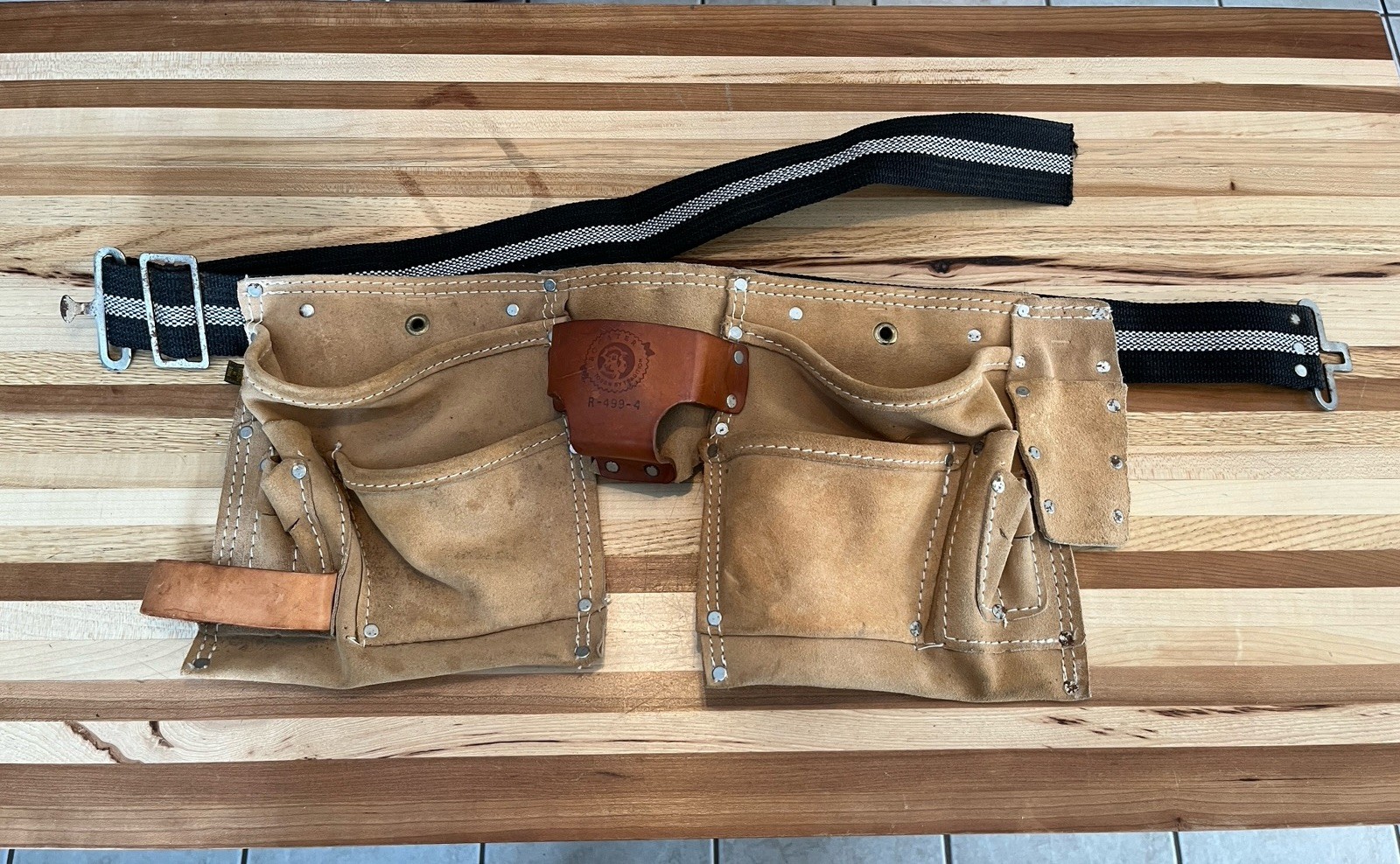Rooster Leather 6 Pocket/ Pouch Tool Belt Suede R499-4