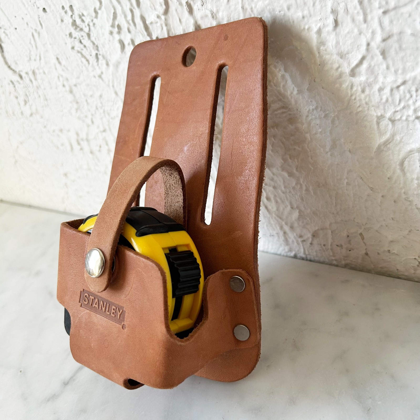 Stanley Leather Measuring Tape Holder Tool Belt Holster Only-Vintage