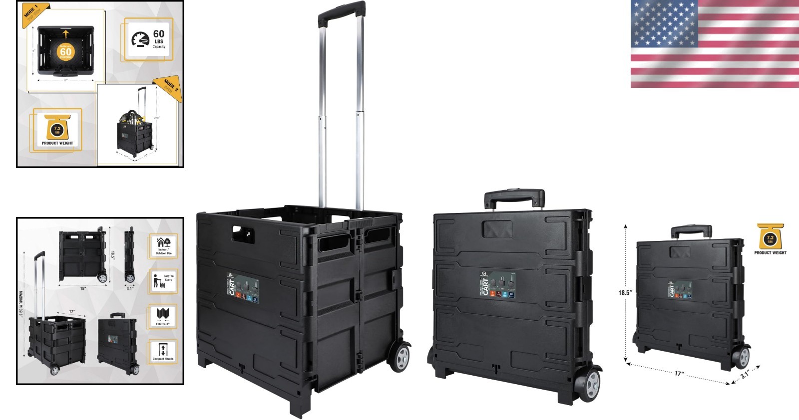 Compact 85-010 Grand Pack-N-Roll: Lightweight Storage Cart, 80 LB Load Capacity