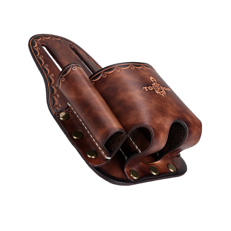 TOURBON Leather Tape Measuring Belt Pouch Knife Holder Contractor Pencil Case