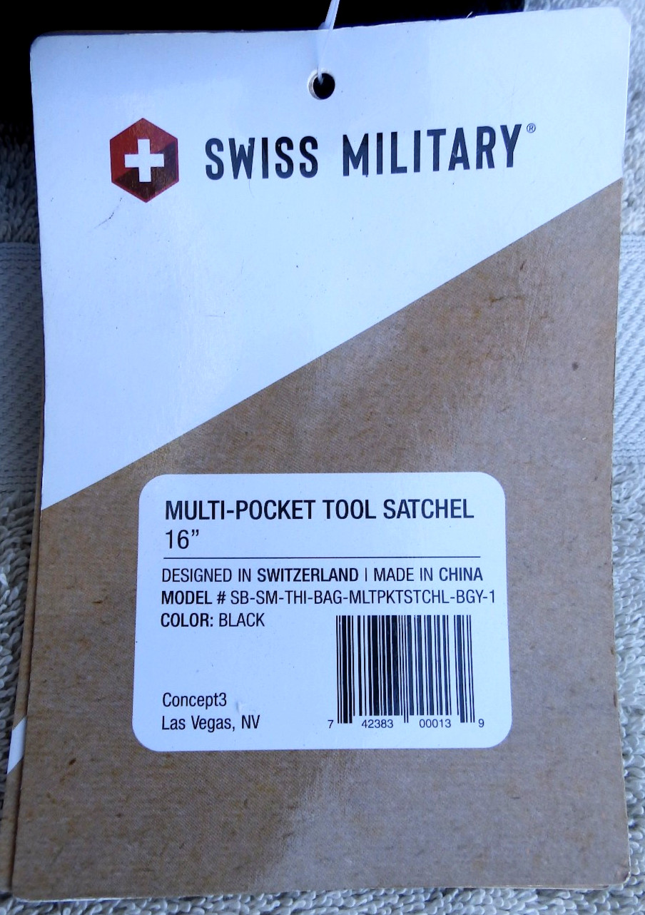 Swiss Military 16 Inch Multi-Pocket Tool Bag W/Handle Brand New