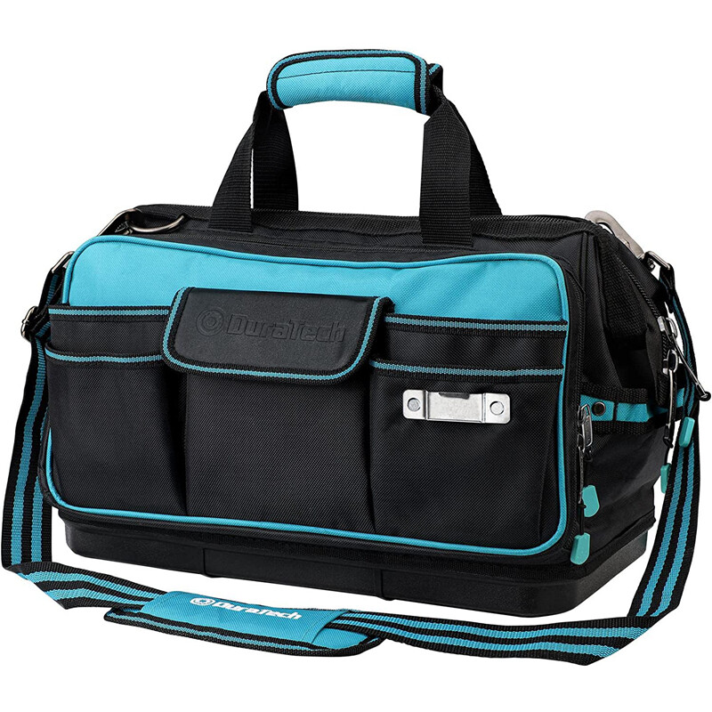 DURATECH 17-in Wide Mouth Tool Bag Large Storage 32 Pocket Bag Organizer w/Strap