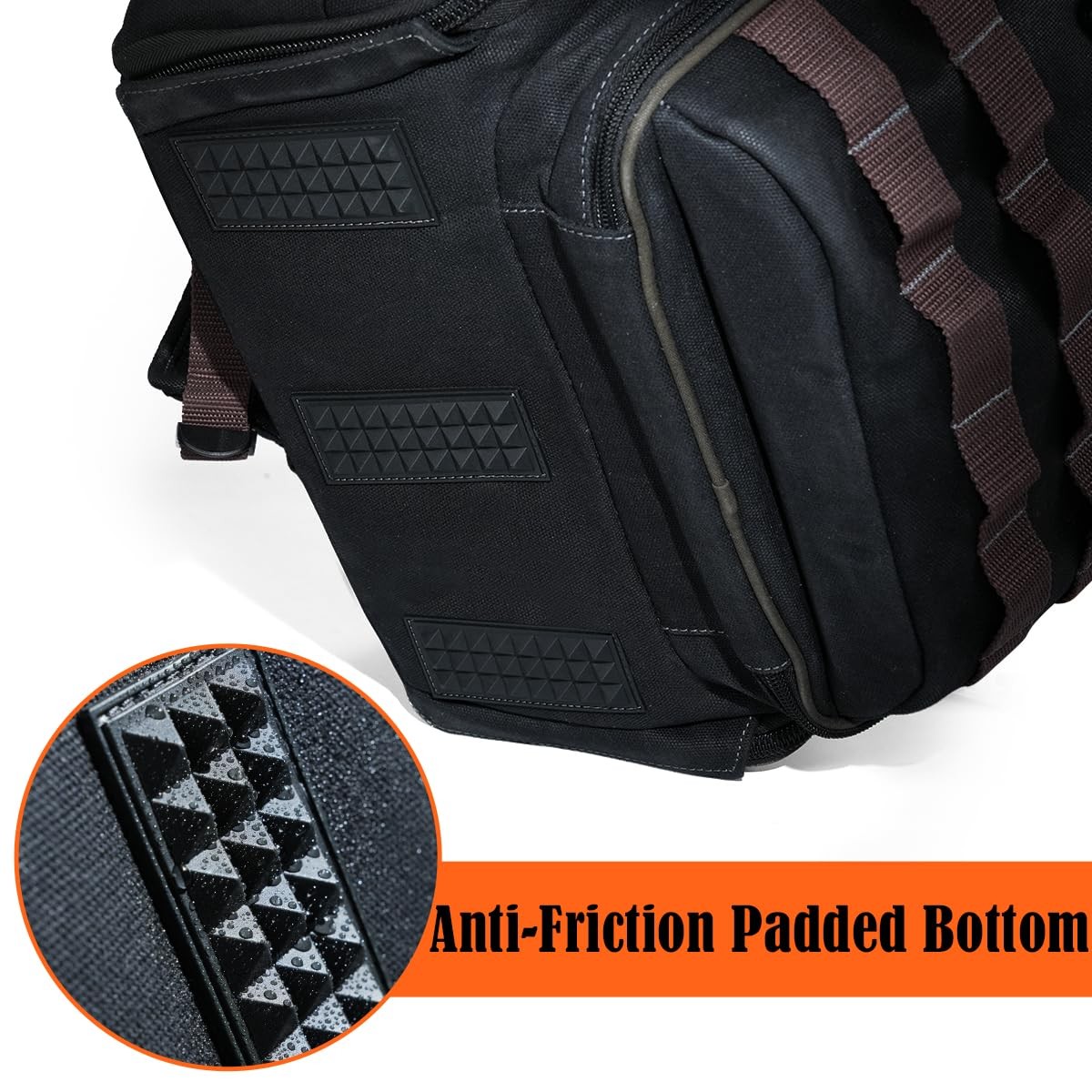 WELKINLAND 46-Pockets Electrician Backpack, Full-Open Tool Brown & Black