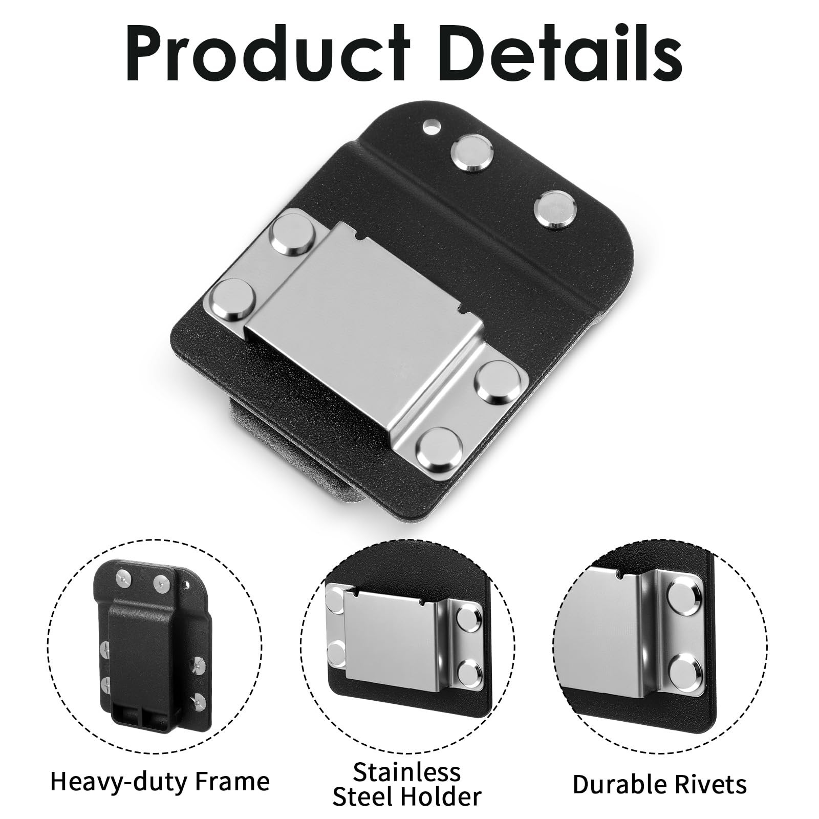 3 PCS Black HeavyDuty Tape Measure Clip Holder Low Profile Fits 2 Inch Belt