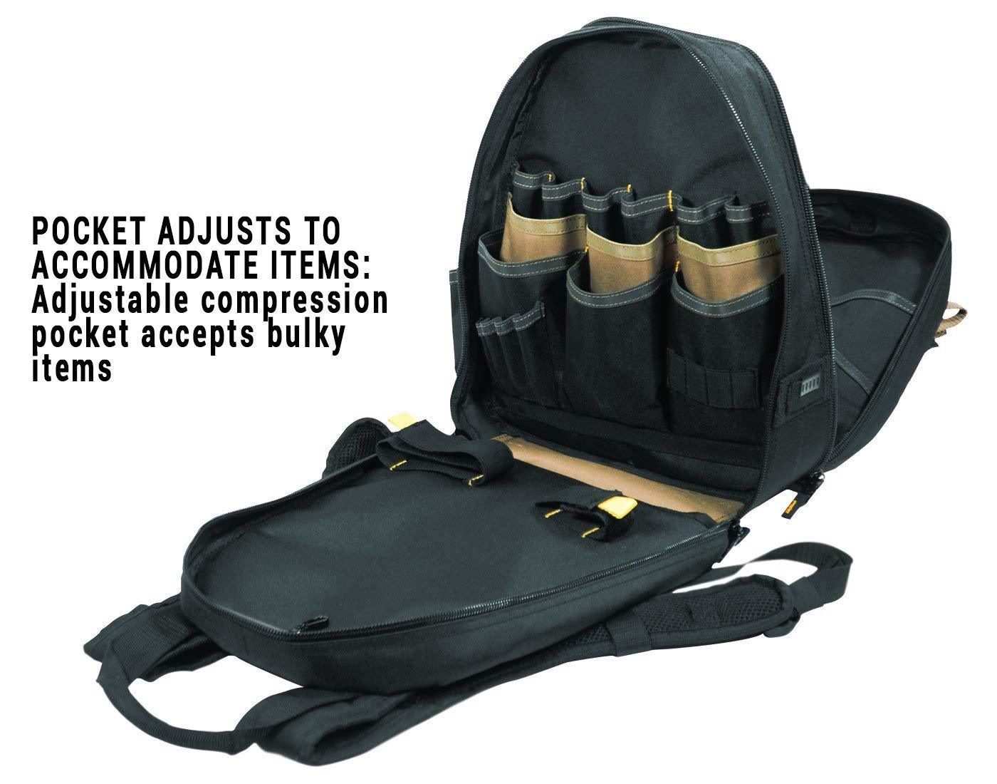 CLC Tech Gear Portable, 44 Pocket, Wear Resistant Carpenter Tool Carrying Case