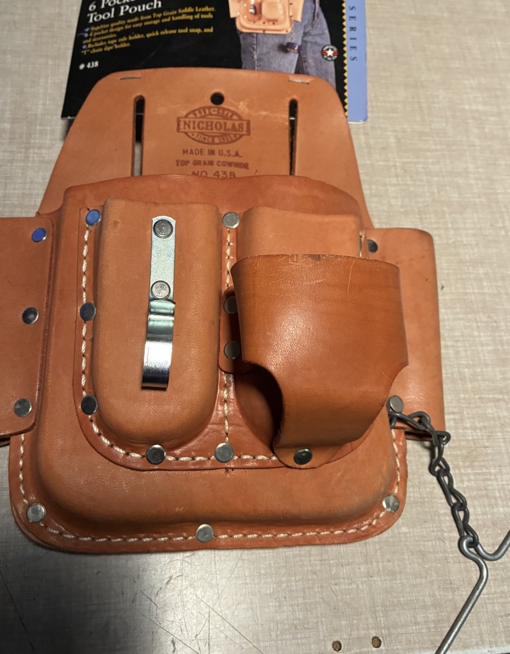 Nicholas Top Grain Cowhide 6 Pocket Tool Pouch Made In The USA