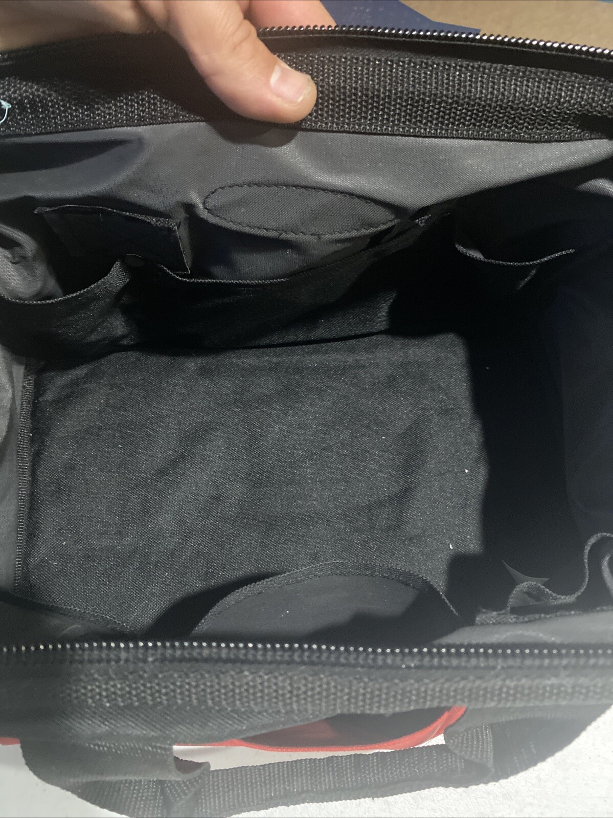 AWP Black/Red Polyester Utility Tool Tote Zip Closure 13”