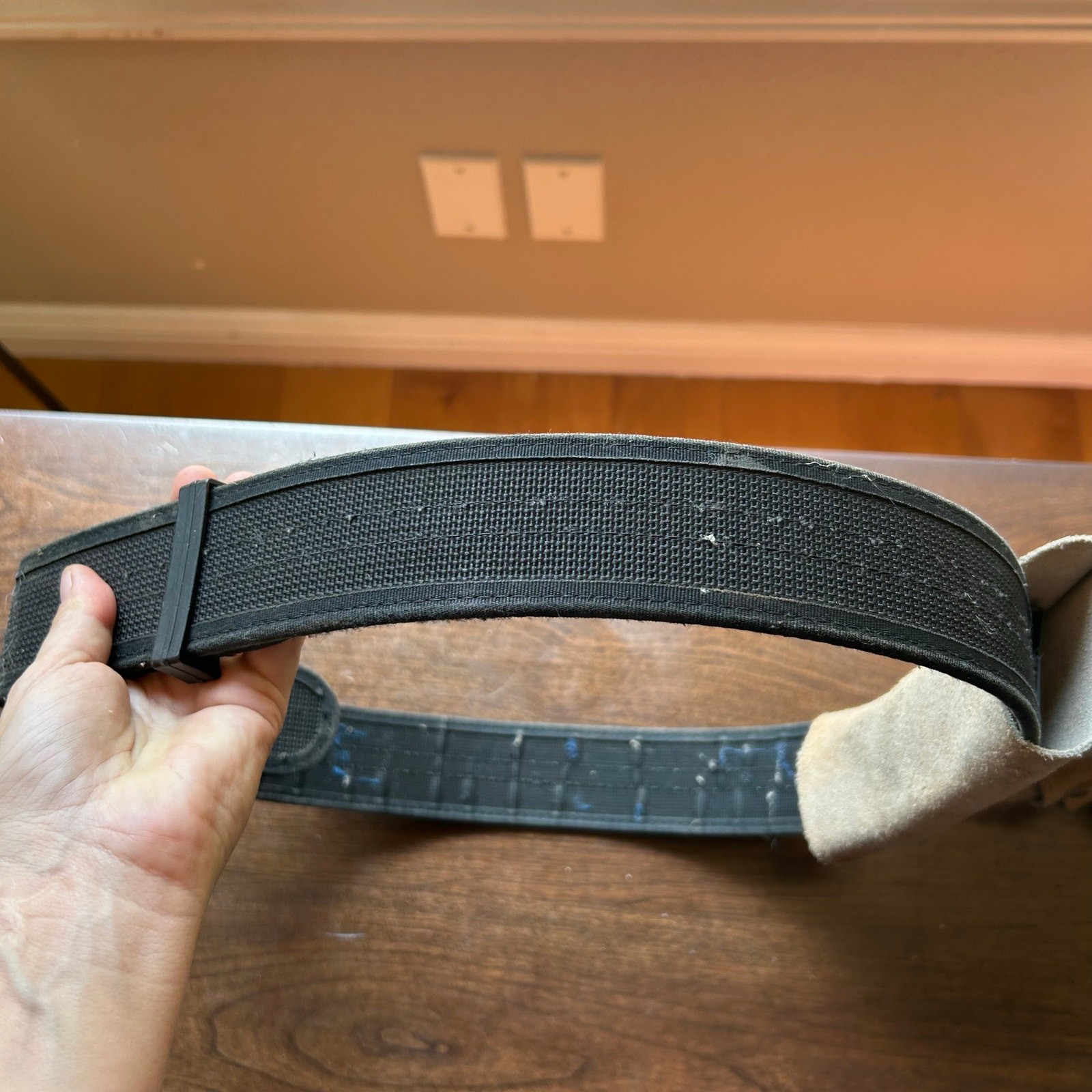 Rooster Tough Nail And Tool Bag Belt Tooled Suede Leather Hide & Velcro belt