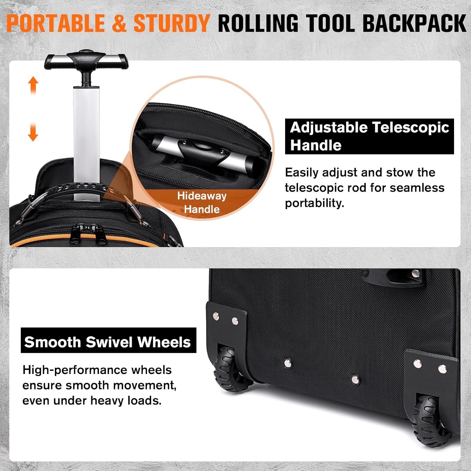 Heavy-Duty Rolling Tool Bag with 47 Pockets – Ideal for Electricians & Mechanics