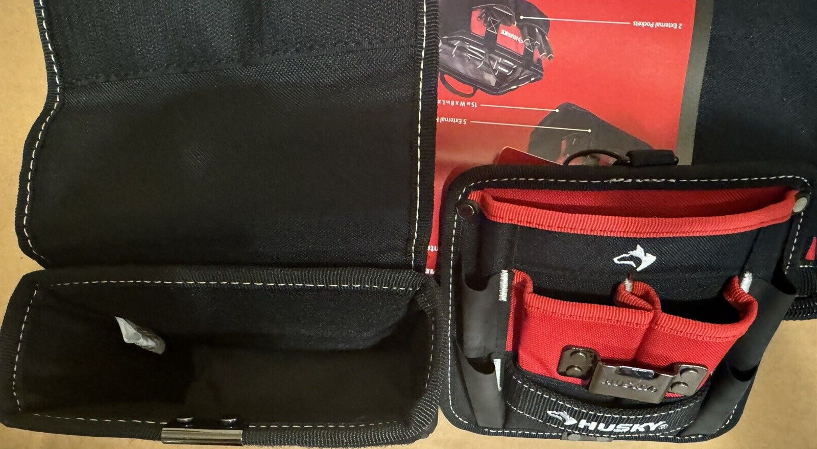 Husky 12 In. and 15 In. Tool Bag Combo NEW + 2 Bonus Tool Pouches