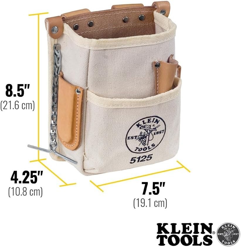 Unisex Beige 5-Pocket Canvas & Leather Tool Pouch – Perfect for Any DIY Project