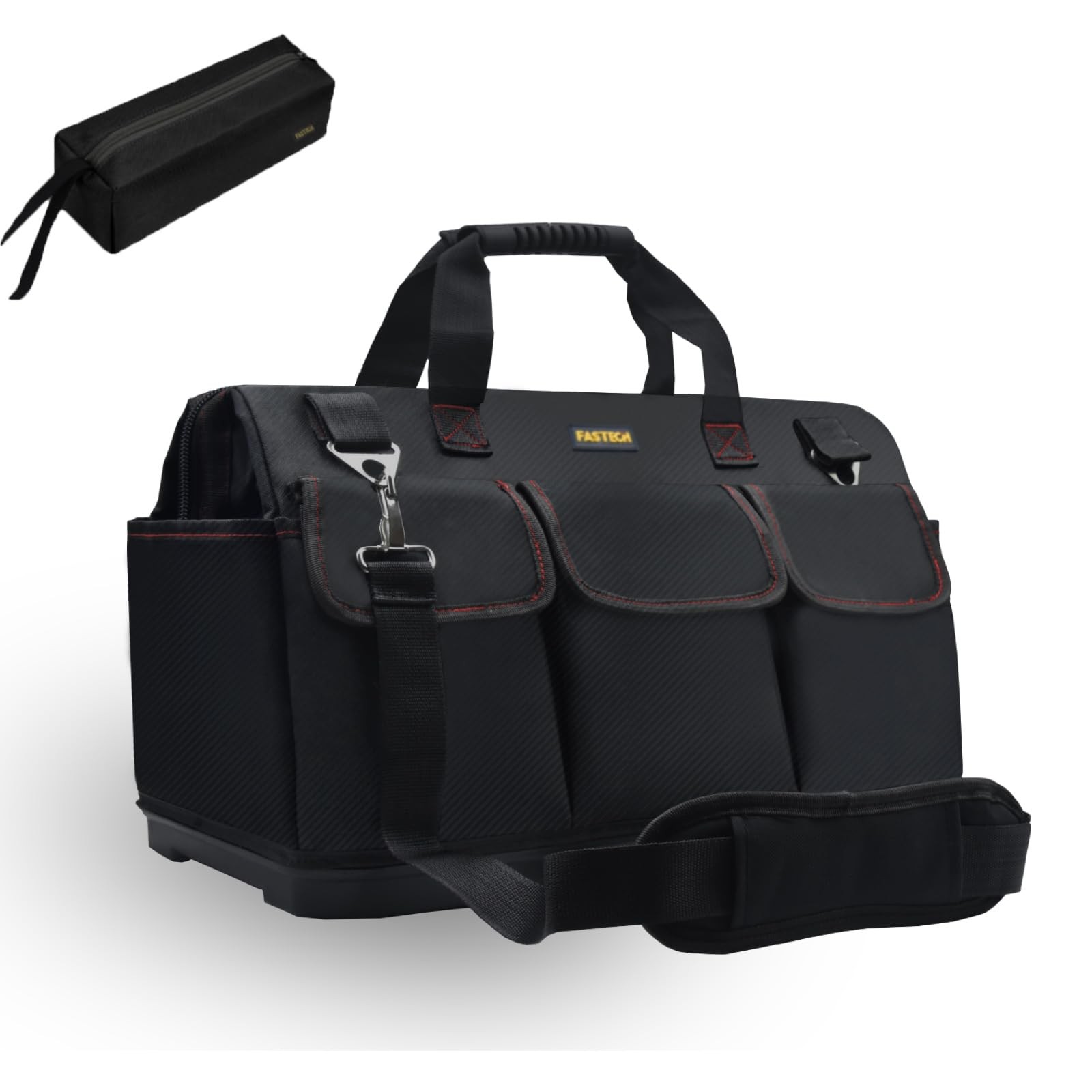 FASTECH 20-inch Heavy Duty Bottom Tools Bag with Wide Mouth 20IN BOTTOM, red