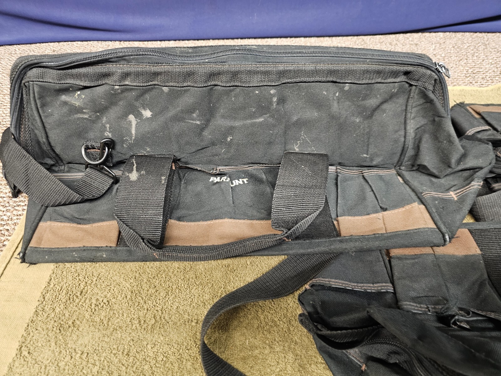 3 Paramount Military Mechanics Canvas Tool Bags Large Zipper Bag Black