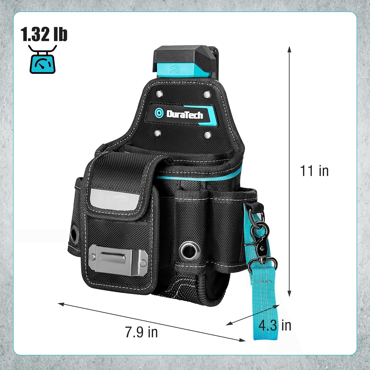 DuraTech Tool Pouch with Belt Clip, Electrician Tool Pouch with Tape Measure Hol
