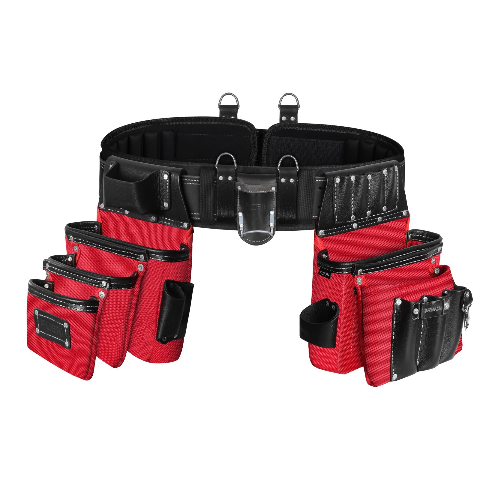 FUERI Heavy Duty 26 Pocket Leather Tool Belt pouch for Men Electrician Carpenter