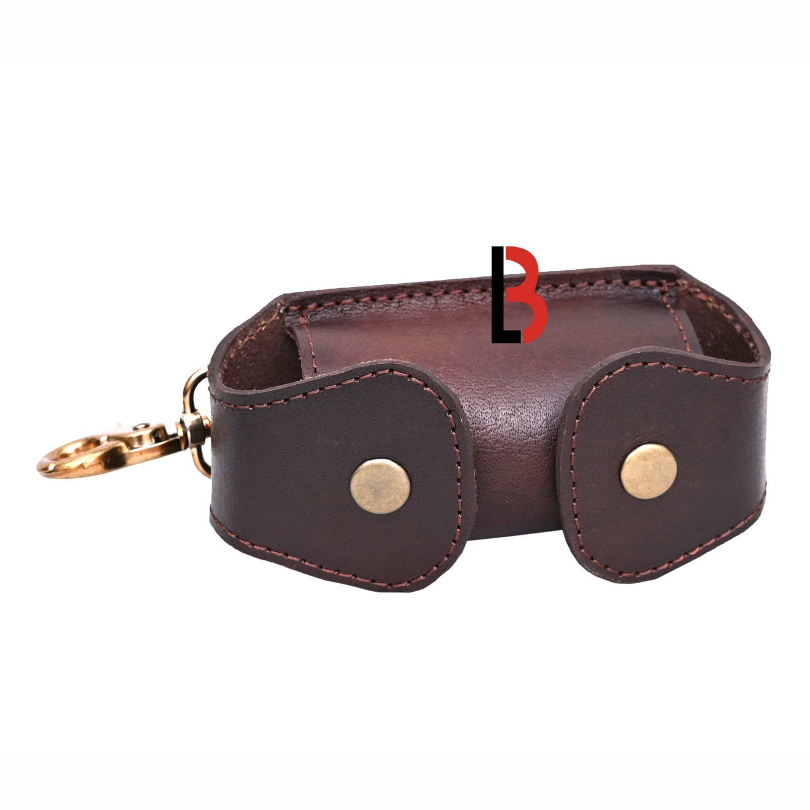 Cowhide Leather Golf Ball Pouch to Attach with Waist Belt, Sports Accessory