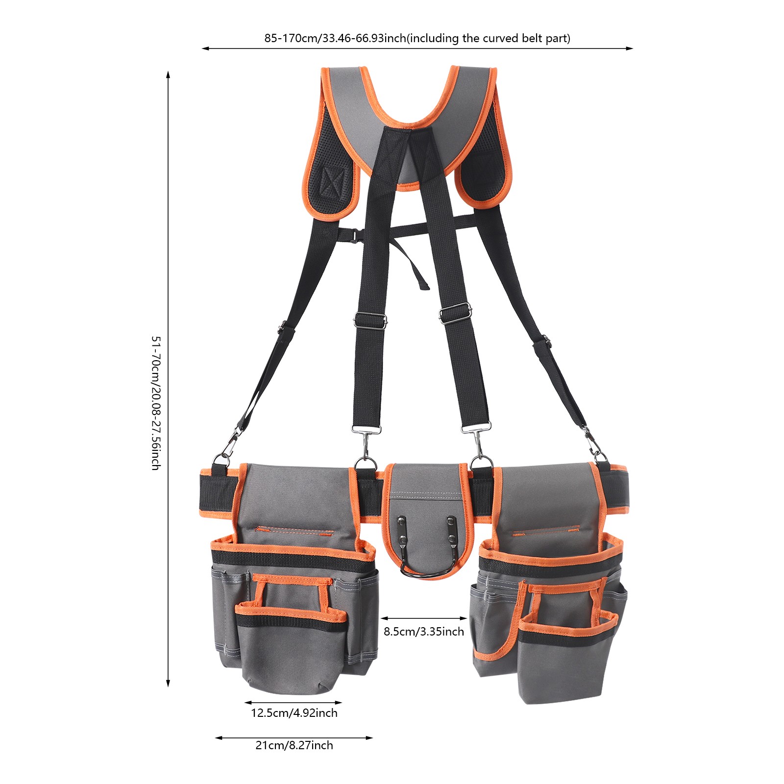 Heavy Duty Tool Belt Pouch with Suspenders Multifunctional Electrician Tool Bag