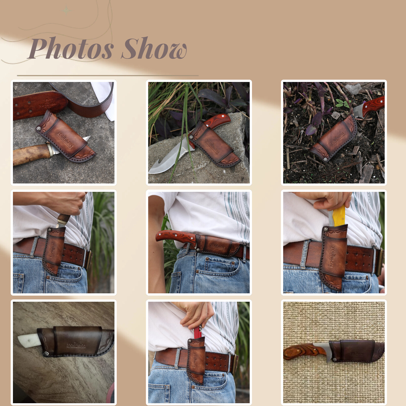 Leather Knife Sheath for Fixed Blade Knives – Belt-Mounted Storage Pocket Case