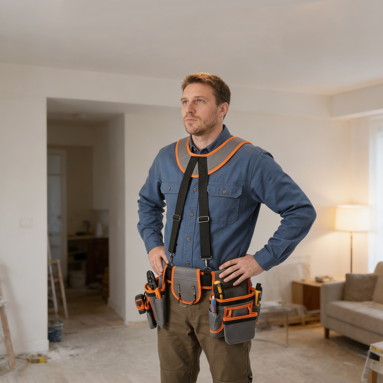 Heavy Duty Tool Belt Pouch with Suspenders Multifunctional Electrician Tool Bag