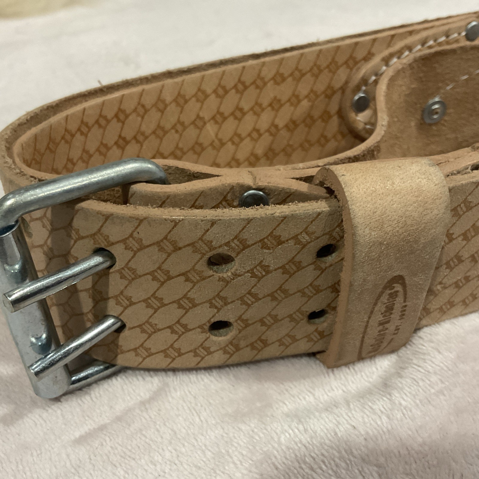 McGuire-Nicholas 2″ Leather Prof Work Belt Tool Belt in Saddle Raw Cow Hide 50″
