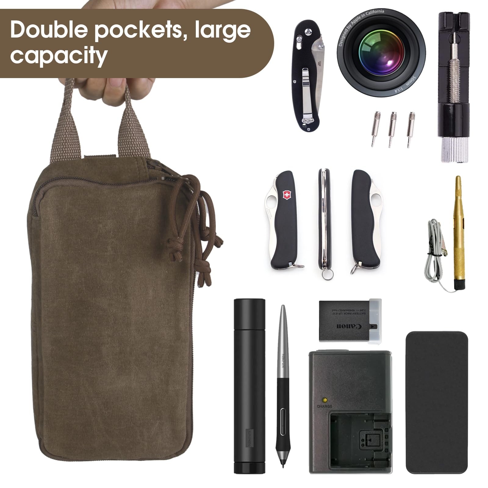 Multipurpose EDC Pouch Pen Case, Waxed Canvas EDC Bag, Small Tool Bag Pen Pou