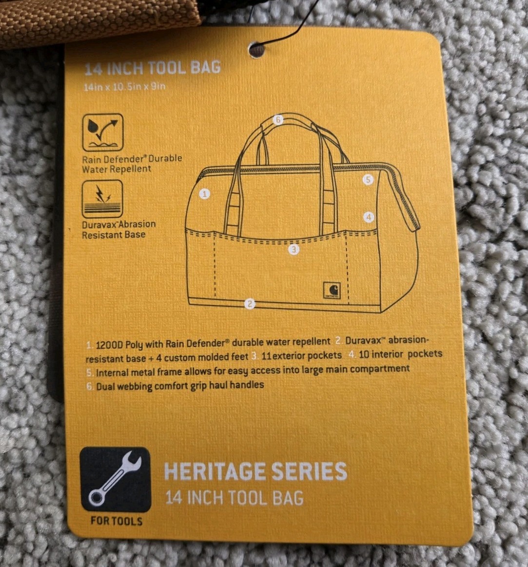 Carhartt 14 » Quality Heavy-duty Tool Bag with 26 Pockets Padded Huge Opening
