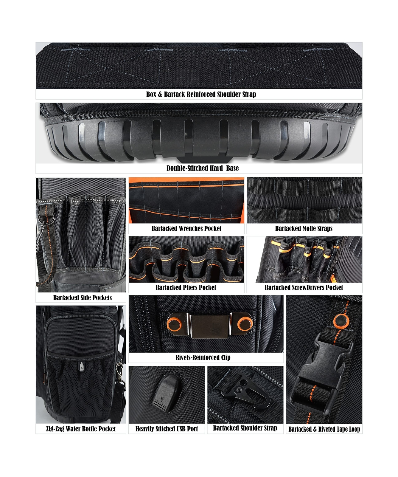72Pockets Rolling Tool backpack, Large tool bag with wheels, Rolling Electric…