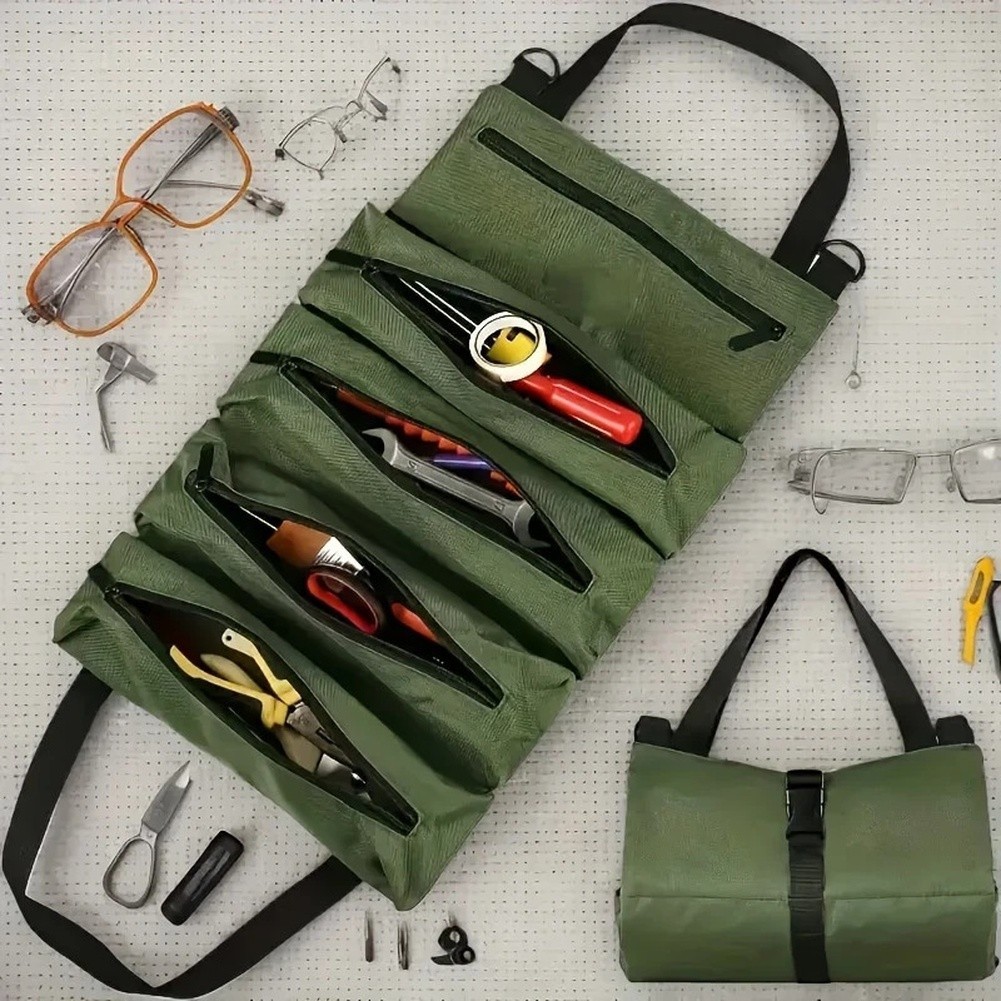 Roll Up Tool Bag 600D Oxford PVC Coated Waterproof for Electricians Mechanics