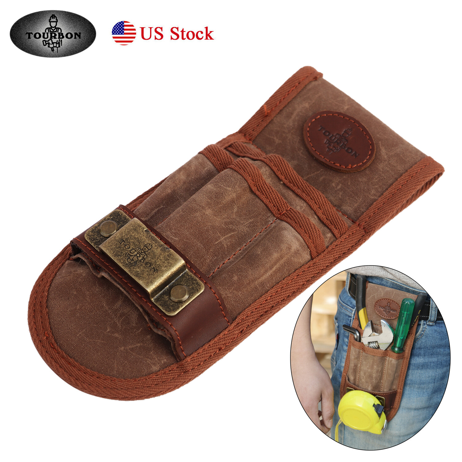 TOURBON Tools Belt Pouch Compact Drill Pocket Wrench Holder Tape Measure Hanger