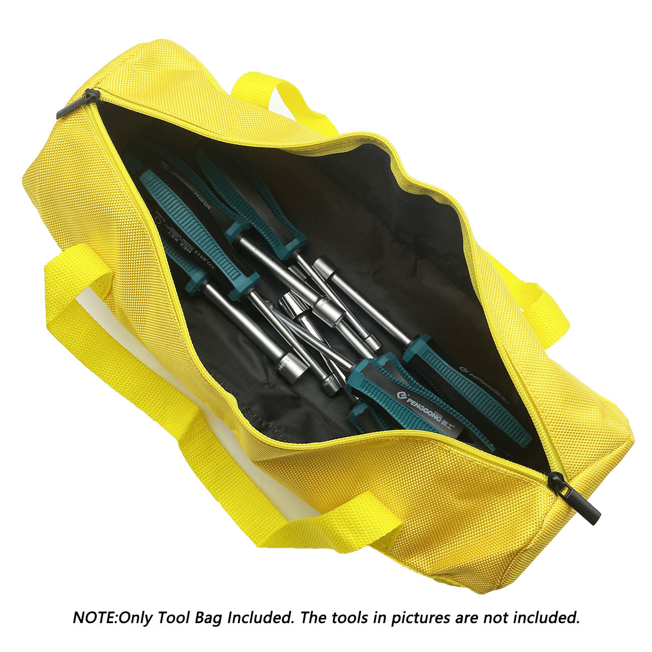 16inch Yellow Tool Bag with Zippers Multi Purpose Quick Manual tool 15.75×5.12in