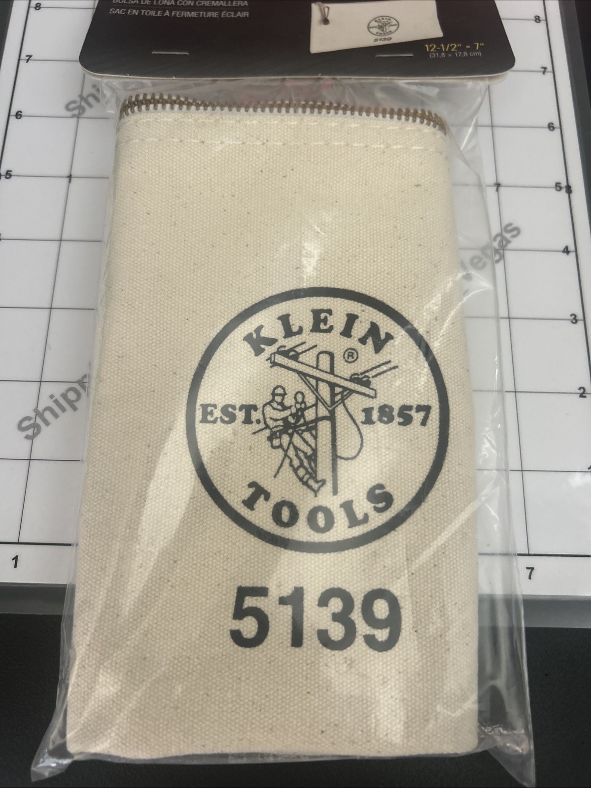Klein Tools 5139 Zipper Bag, Canvas Tool Pouch 12.5in x 7in NEW