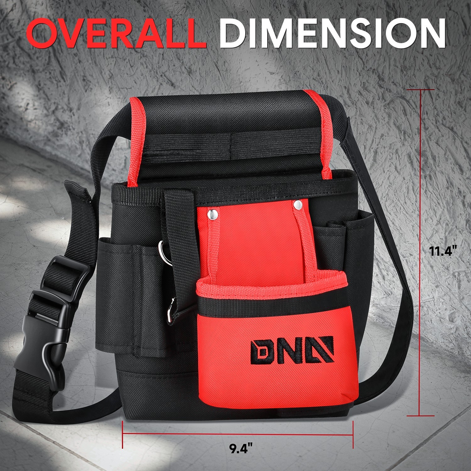 9.4″L x 11.4″H 600 Denier Oxford Waterproof Canvas 2 in 1 Waist Bag for Shopping