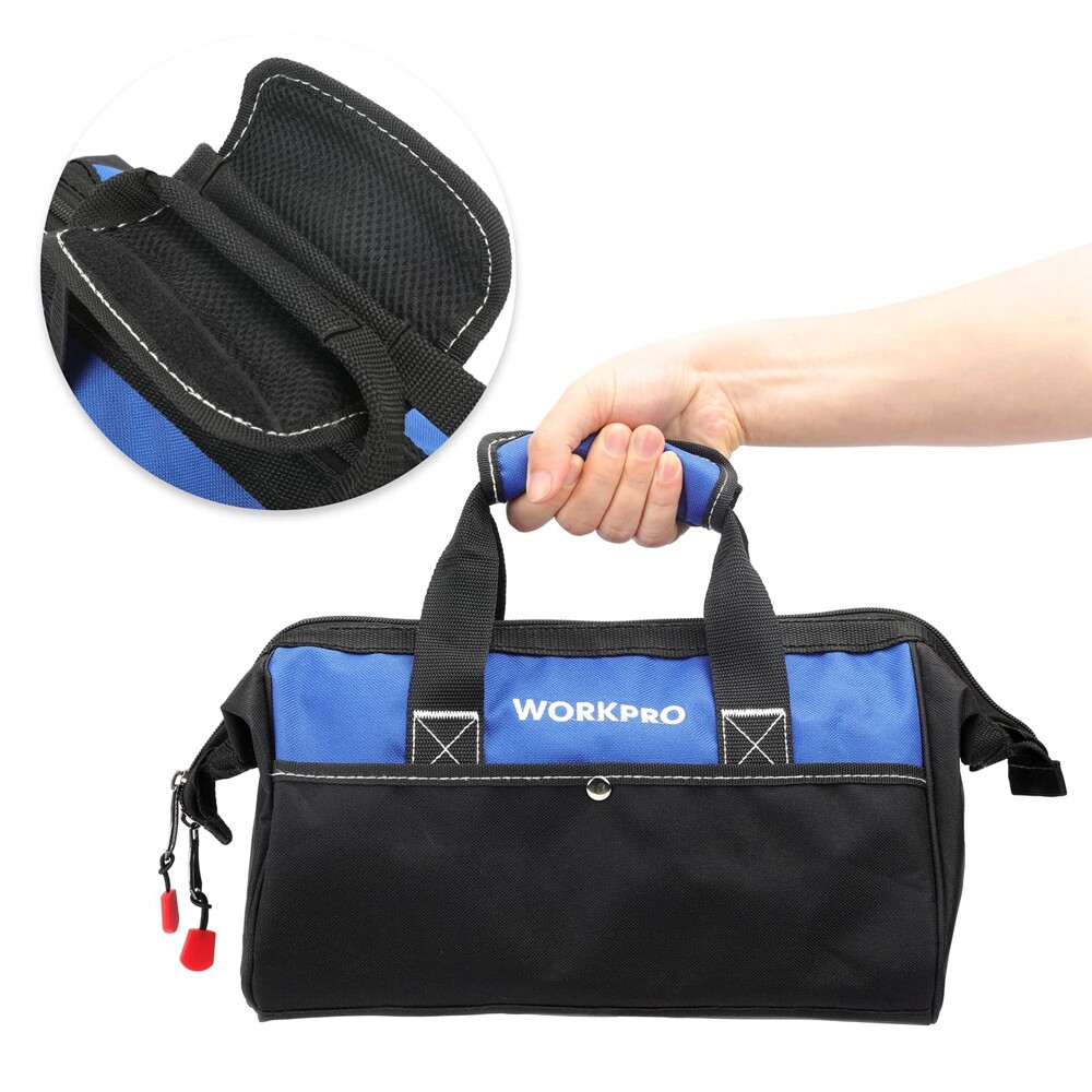 13″ Tool Bag Wide Mouth Tool Tote Bags Heavy Duty Storage Bag Case Blue/Pink USA