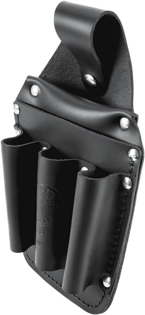 Compact 6-Pocket Leather Tool Pouch with Snap Belt Loop – 5.75 x 2.5 x 10 inches