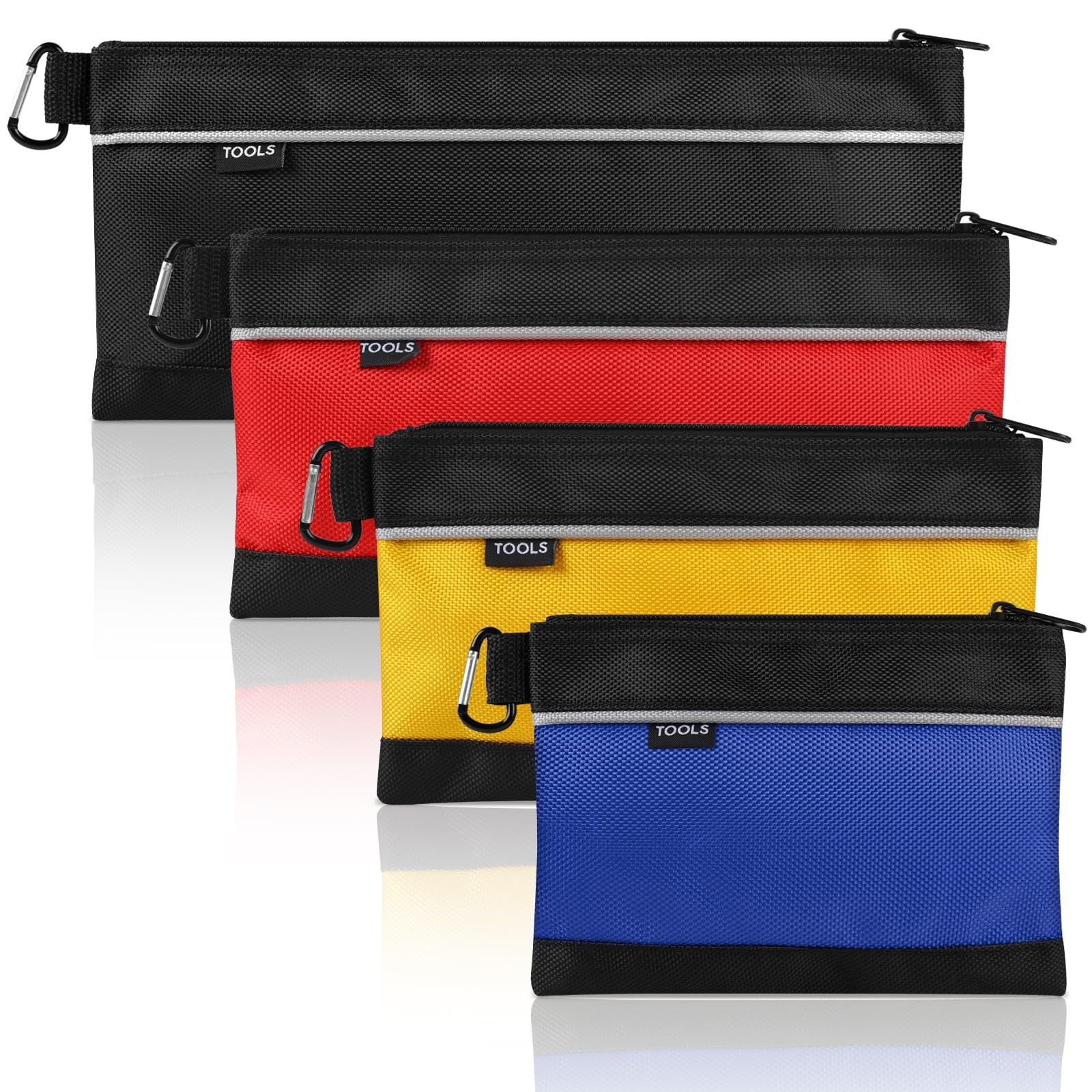 4 Pack Small Zippered Tool Pouch 1680D Waterproof Oxford Storage Bag Organizer