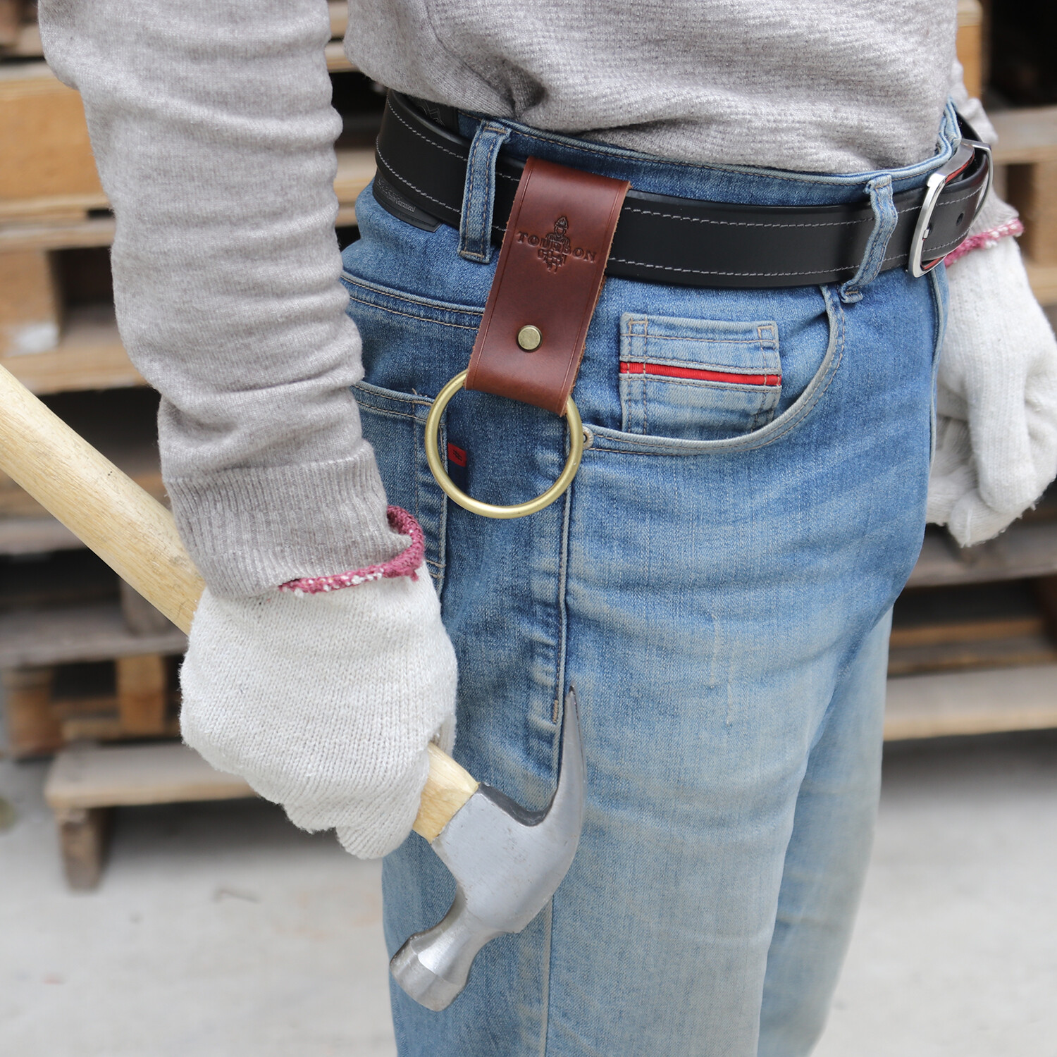 TOURBON Leather Hammer/Wrench/Axe/Trowel Hanger Holster Tool Carry Holder f/Belt