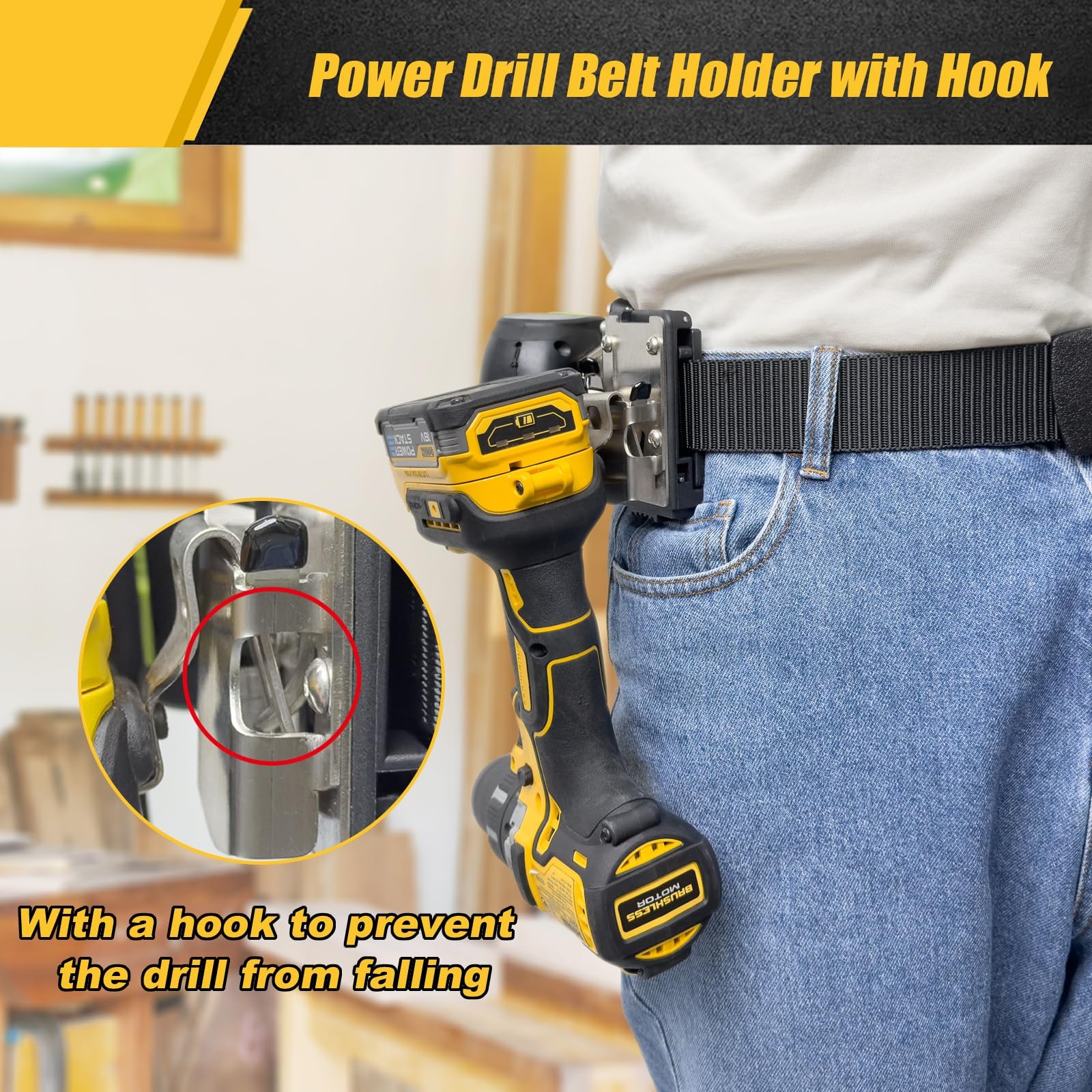 Drill Holder Belt Clip Hook Holster For Cordless Driver Tape Measure To 2.1 In
