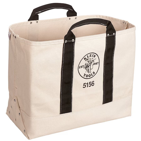 Klein Tools 5156 Tool Tote, Black, Canvas, 0 Pockets