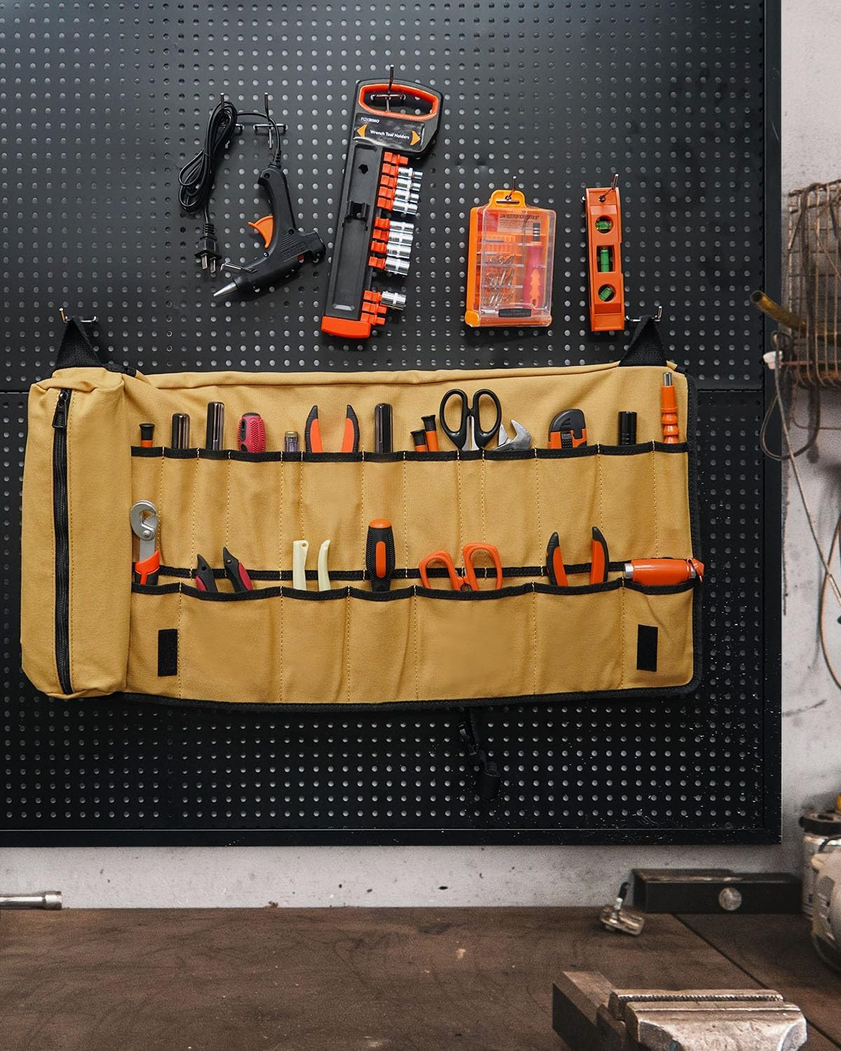 Tool Roll, Heavy Duty Tool Roll Bag Organizer, Roll up Tool Pouch with 20 + 1 Po
