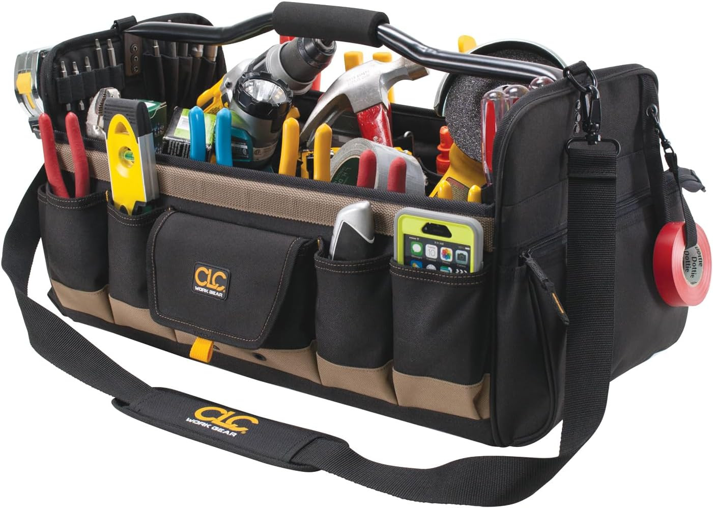 Soft Sided Tool Box Bag Tote Open Top 27 Pockets Organizer Adjustable Partition