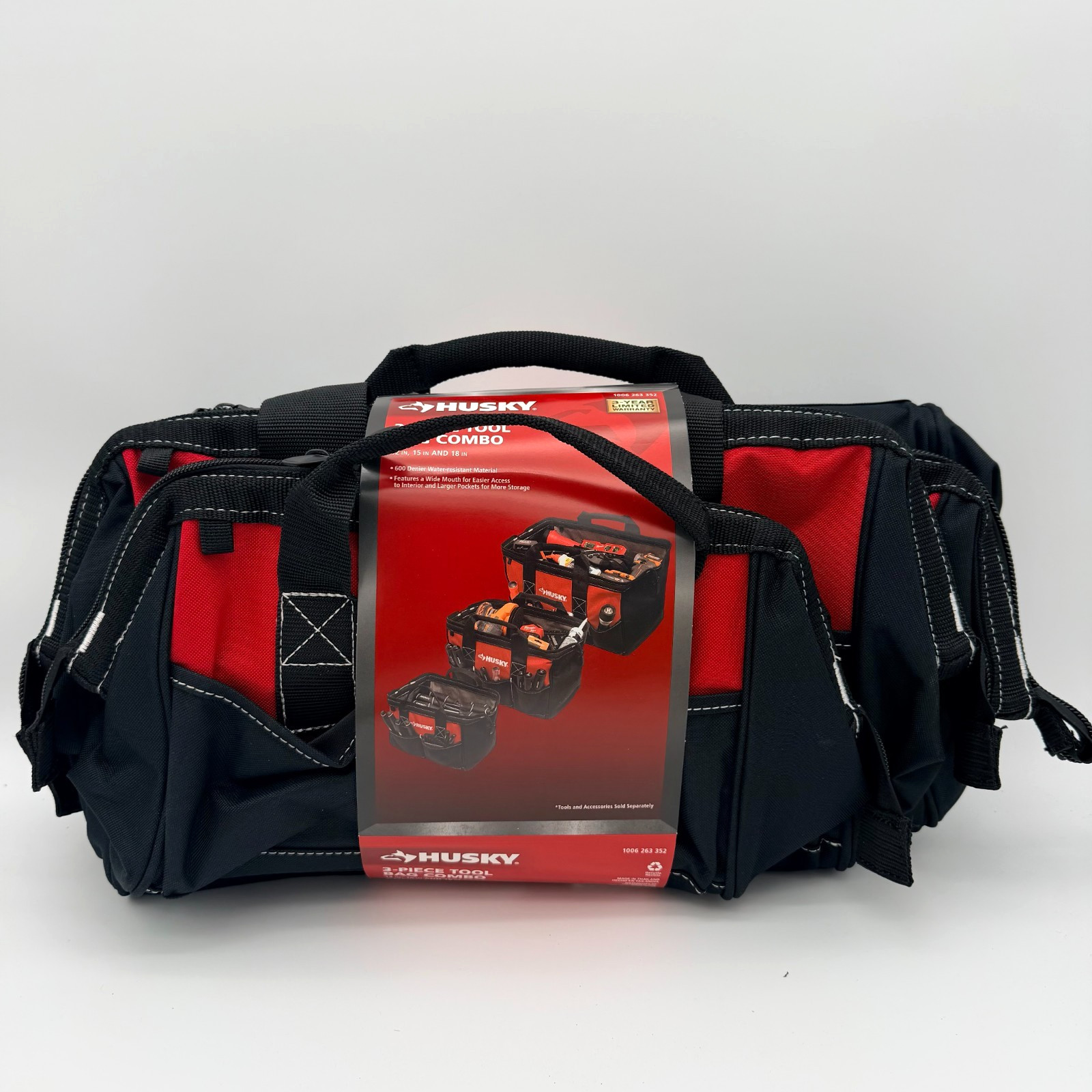 Husky 3-Piece 18 in. 15 in. 12 in. Tool Bag Combo with Water Resistant Fabric