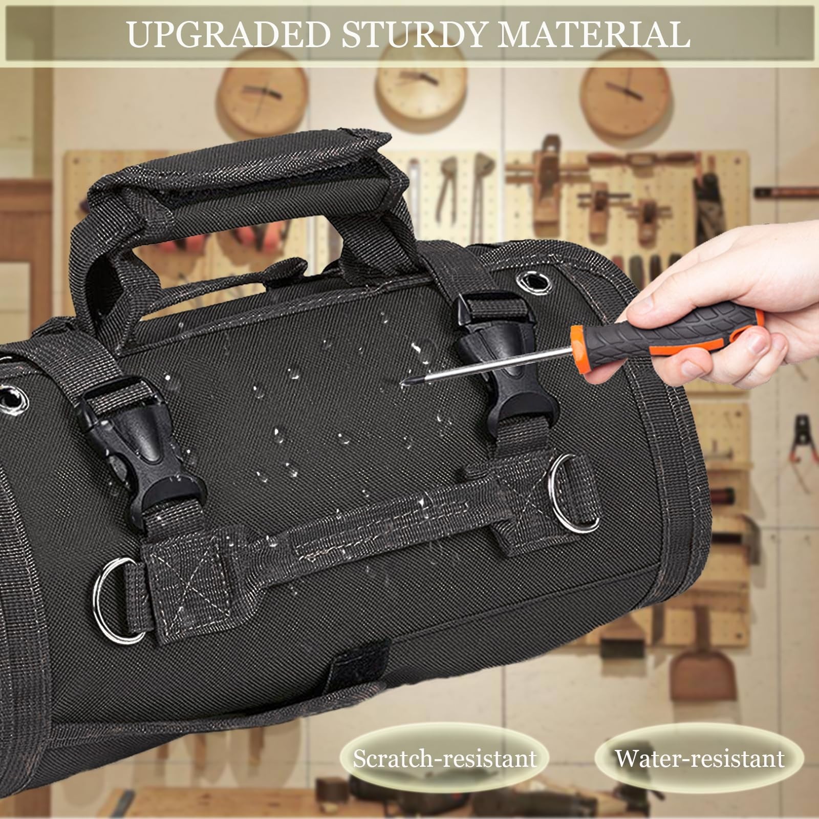 Roll Up Tool Bag, Portable Folding Tool Roll with Detachable Pouch, Heavy Dut…