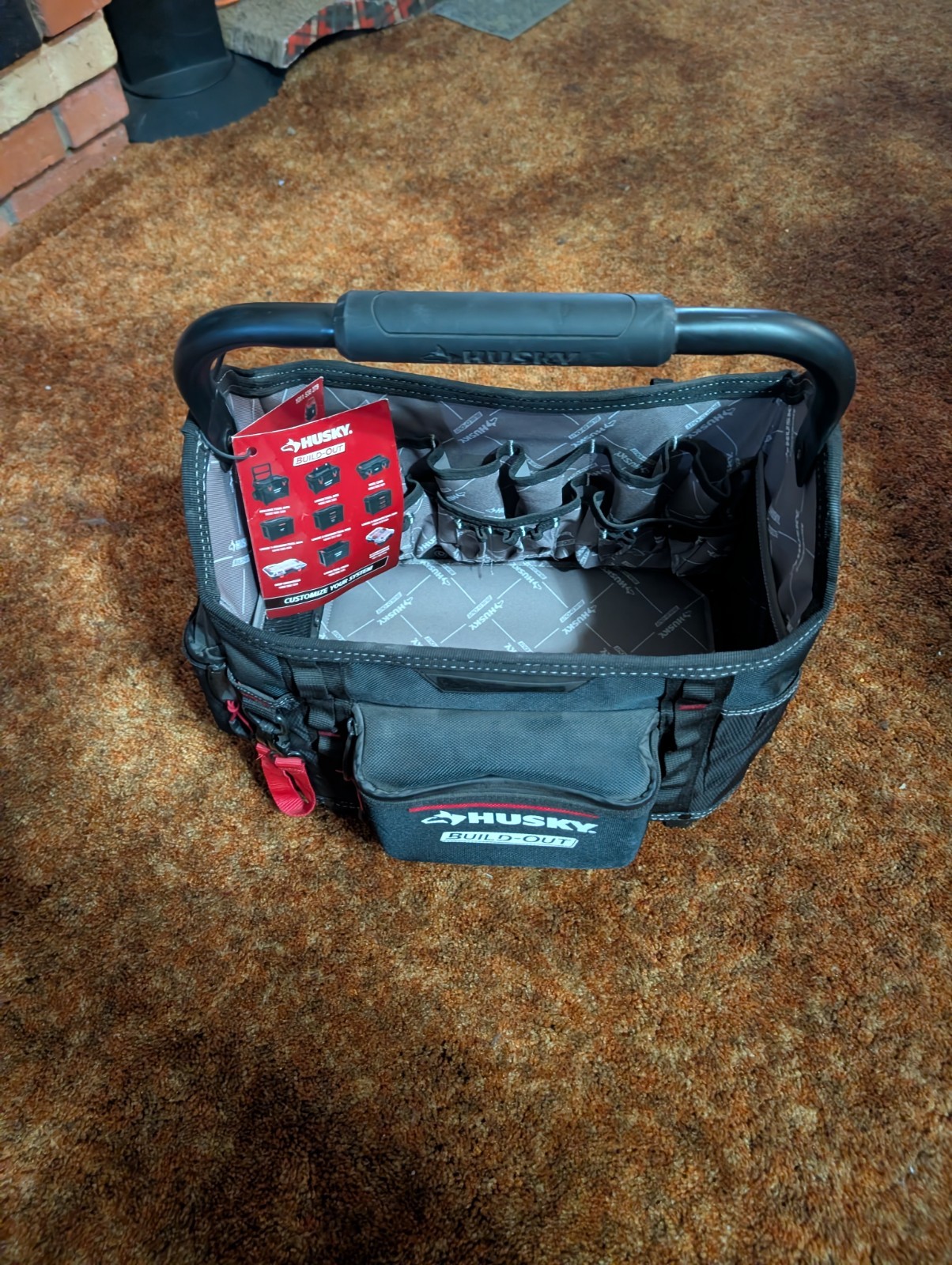 Husky Build-Out Heavy Duty Contractors 14 In. Tool Tote Box Rugged Build Out 14″