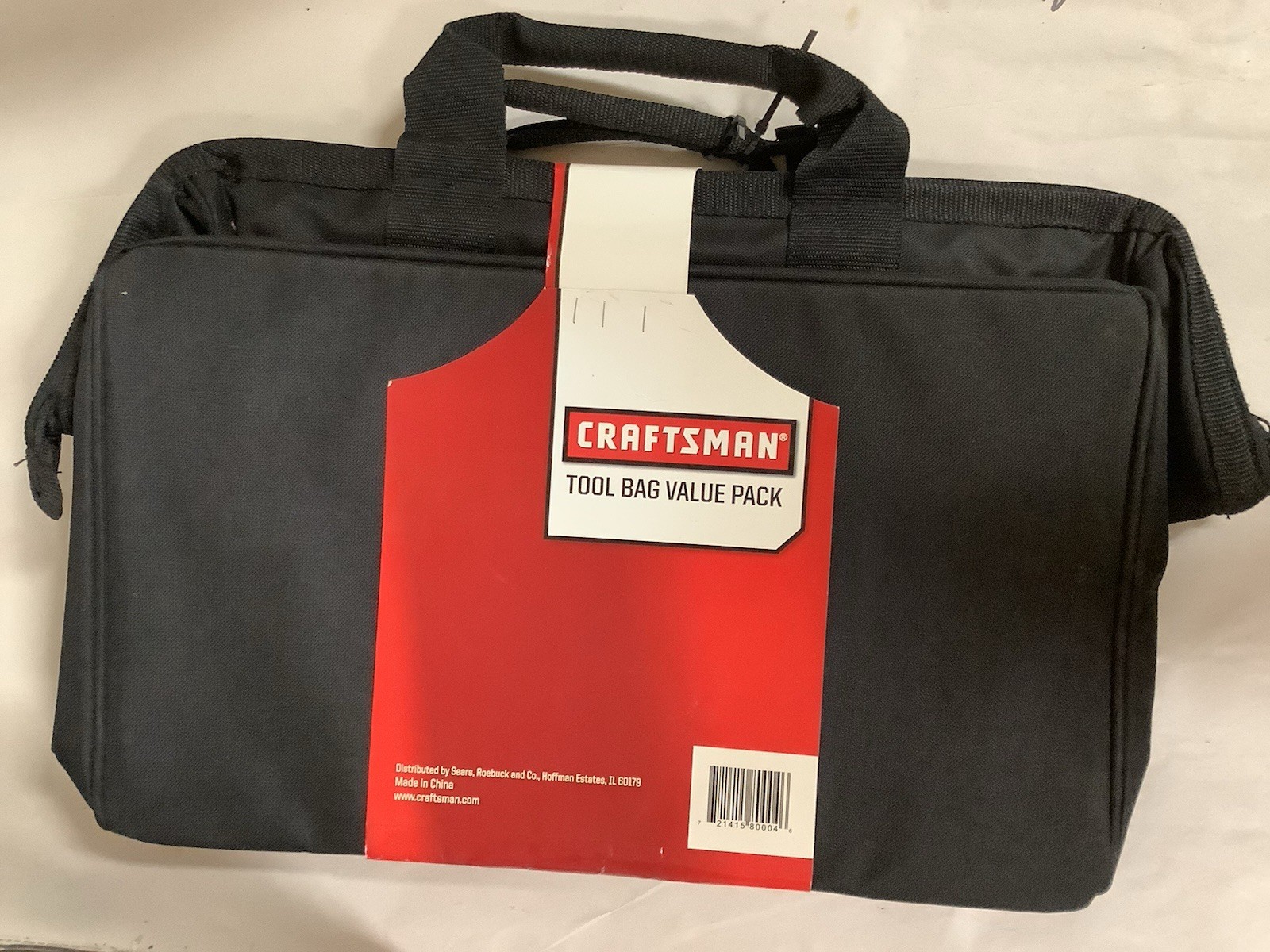 Craftsman 37537 Tool Bag Canvas Zipper Tote Carrying Bag 18″ x 11″x12″ Black/Red