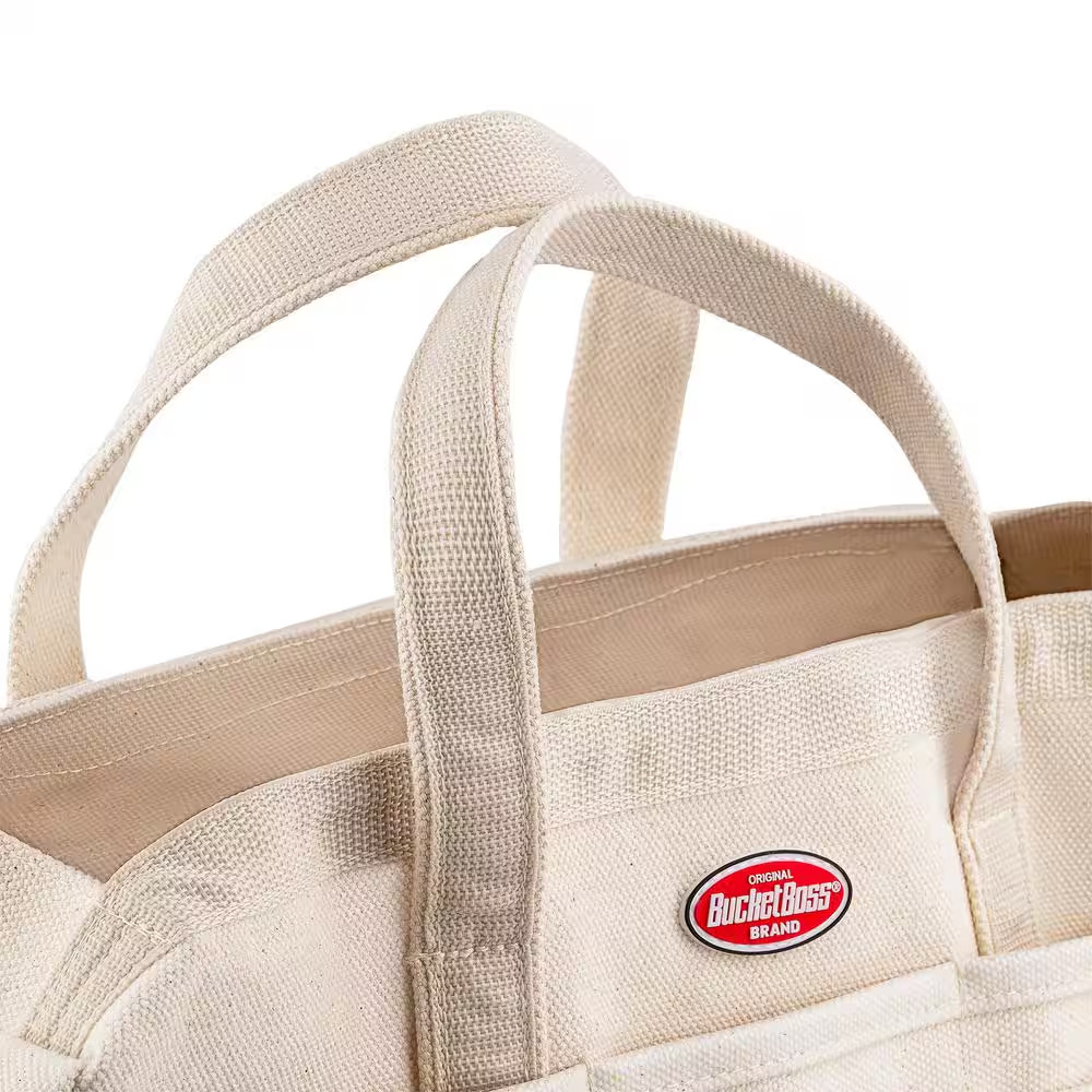 Tool Bag Canvas Heavy Duty 17 Inch Tote with 30 Pockets Waterproof Beige Rigger