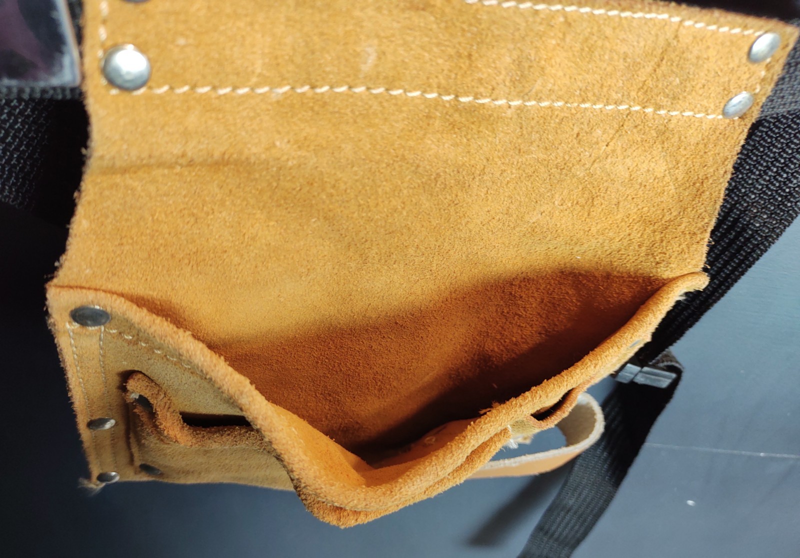 Leather Tool Belt Pouch Suede Split Hide Multi Pocket Carpenter Electrician