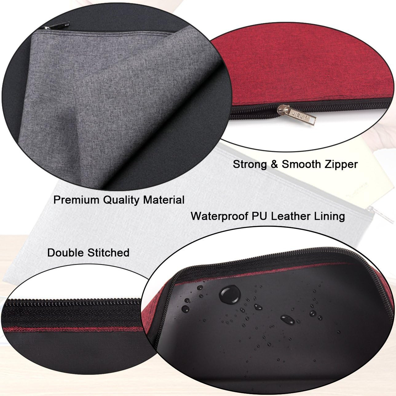 5 Pack Canvas Zipper Tool Bag Set, 13.3″ X 9.4″ 14Oz Heavy Duty Waterproof Multi