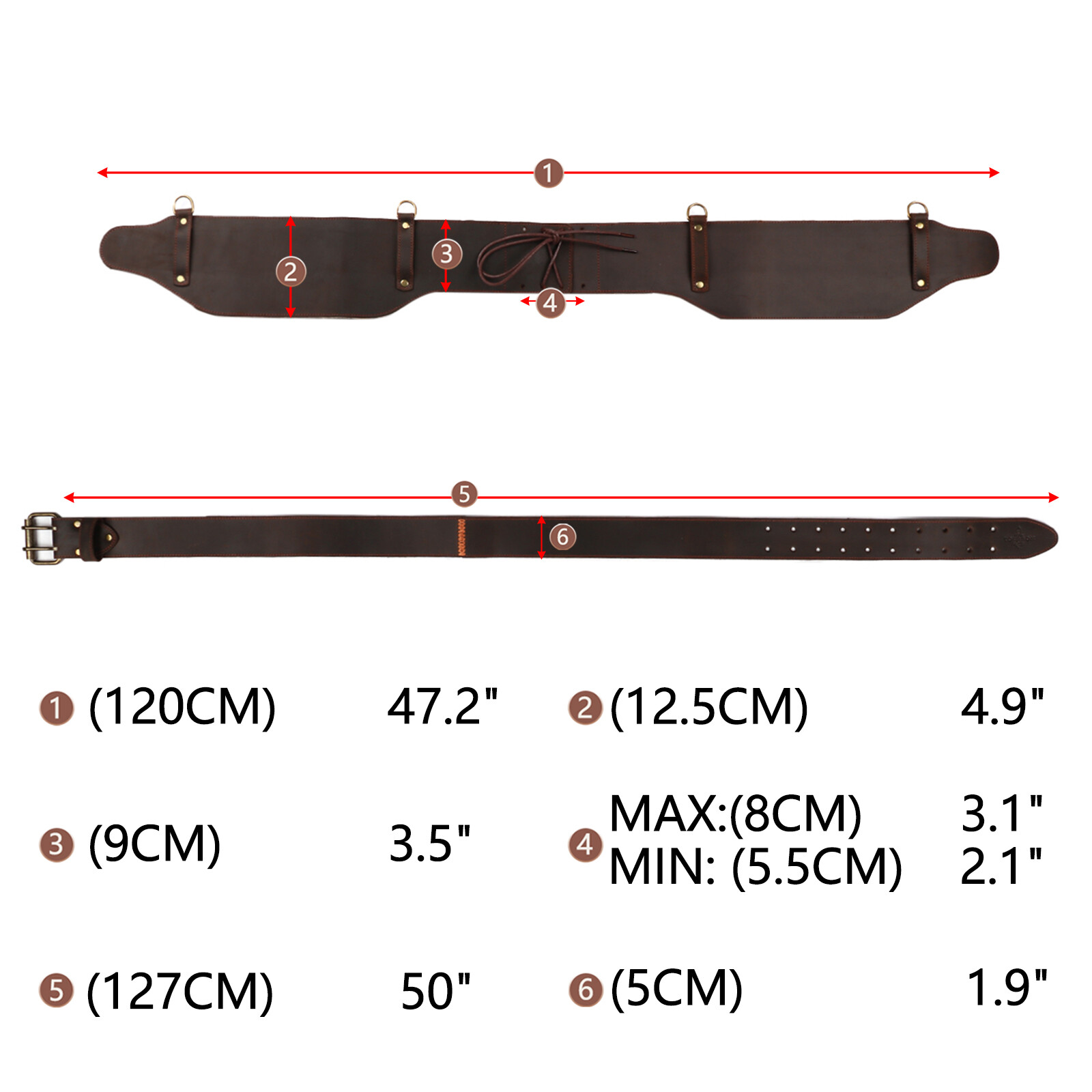 TOURBON Woodcutting Logging Belt Heavy Duty Felling Tools Carrier Soft Padded US